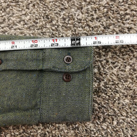 Portuguese Flannel Shirt Donegal Flecked Long Sleeve Button Up Green Mens Medium - Picture 7 of 9